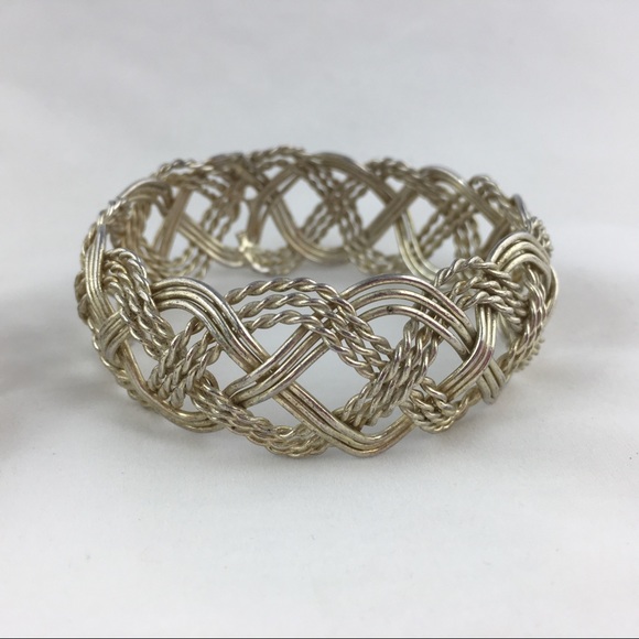 Pair of Woven Braided Twisted Metal Bangles - Picture 3 of 8